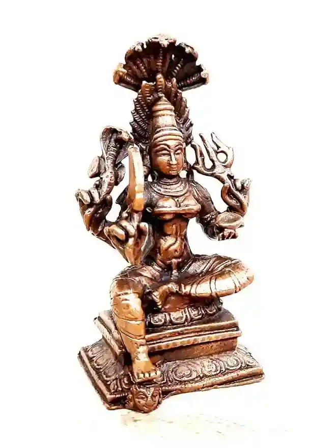 Copper Idols India, 2.7 inches, Handmade Mariyamman Idol with, 100 Grams, Patina Antique Finish